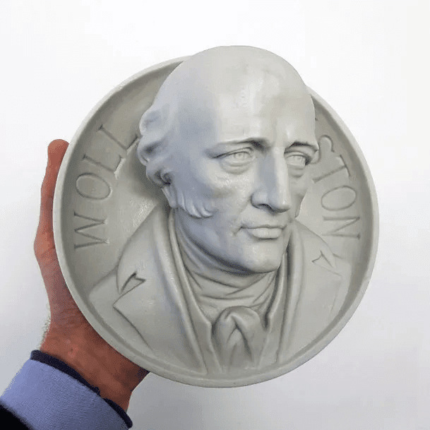 sandstone 3d pint of a Cambridge college president who was 3d scanned in situ