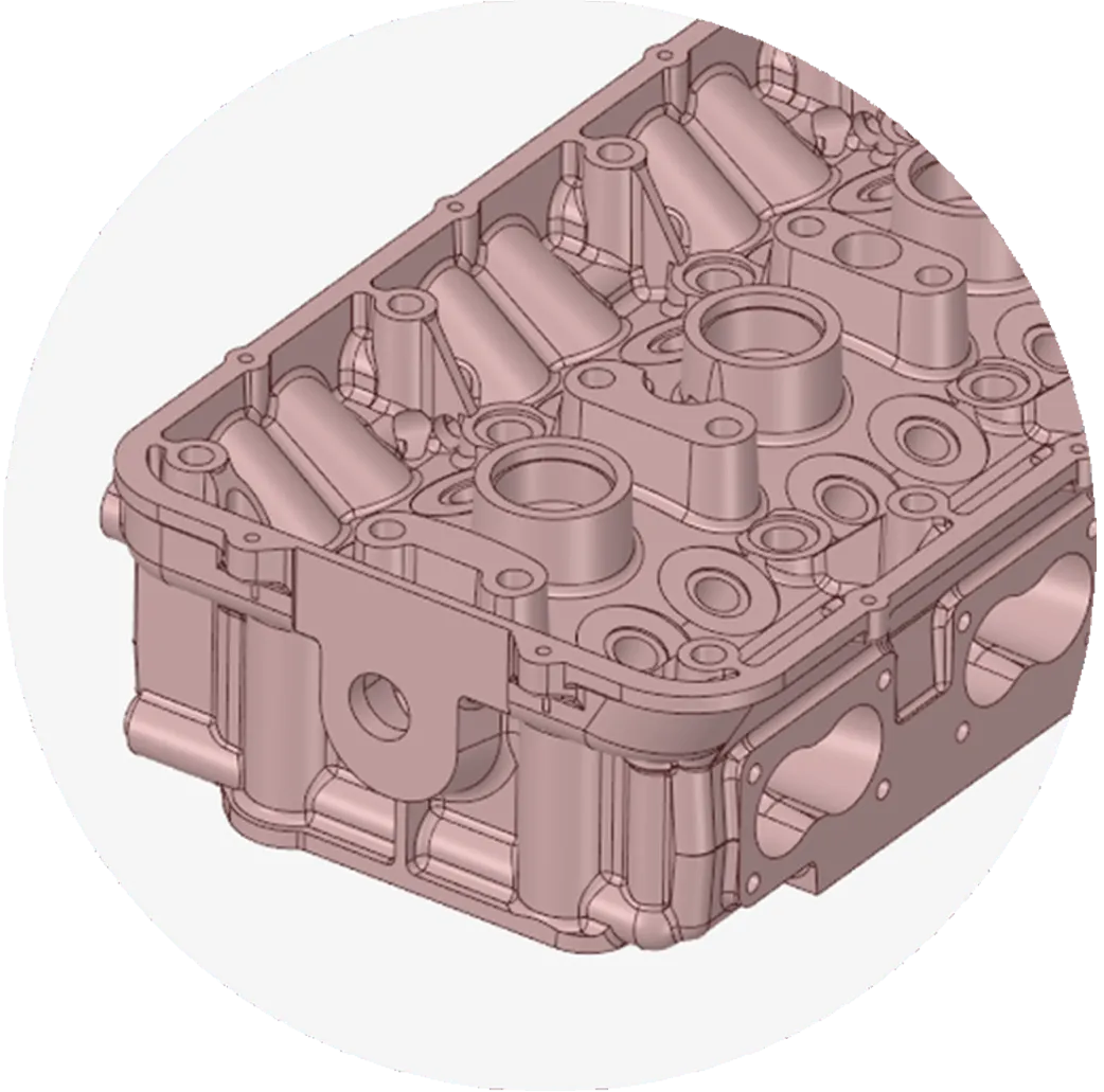 3D CAD model of a cylinder head produced by reverse engineering 3D scan data