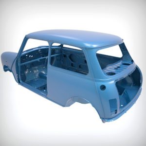 3D scan of a mk4 mini heritage shell with LH door and boot removed to show internals